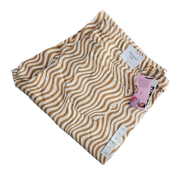 Future Collective Women's Jeans Size 26 Slim Straight Cream/Yellow Alani Noelle - Picture 5 of 16